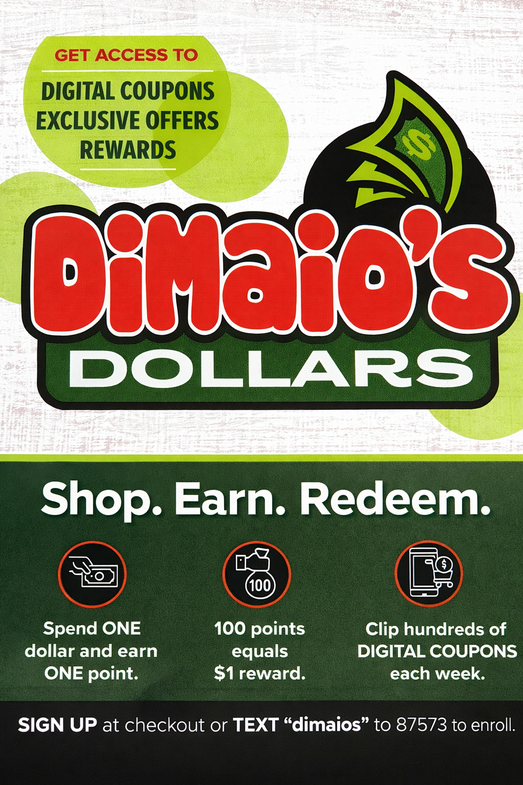 DiMaio's Dollars rewards program advertisement